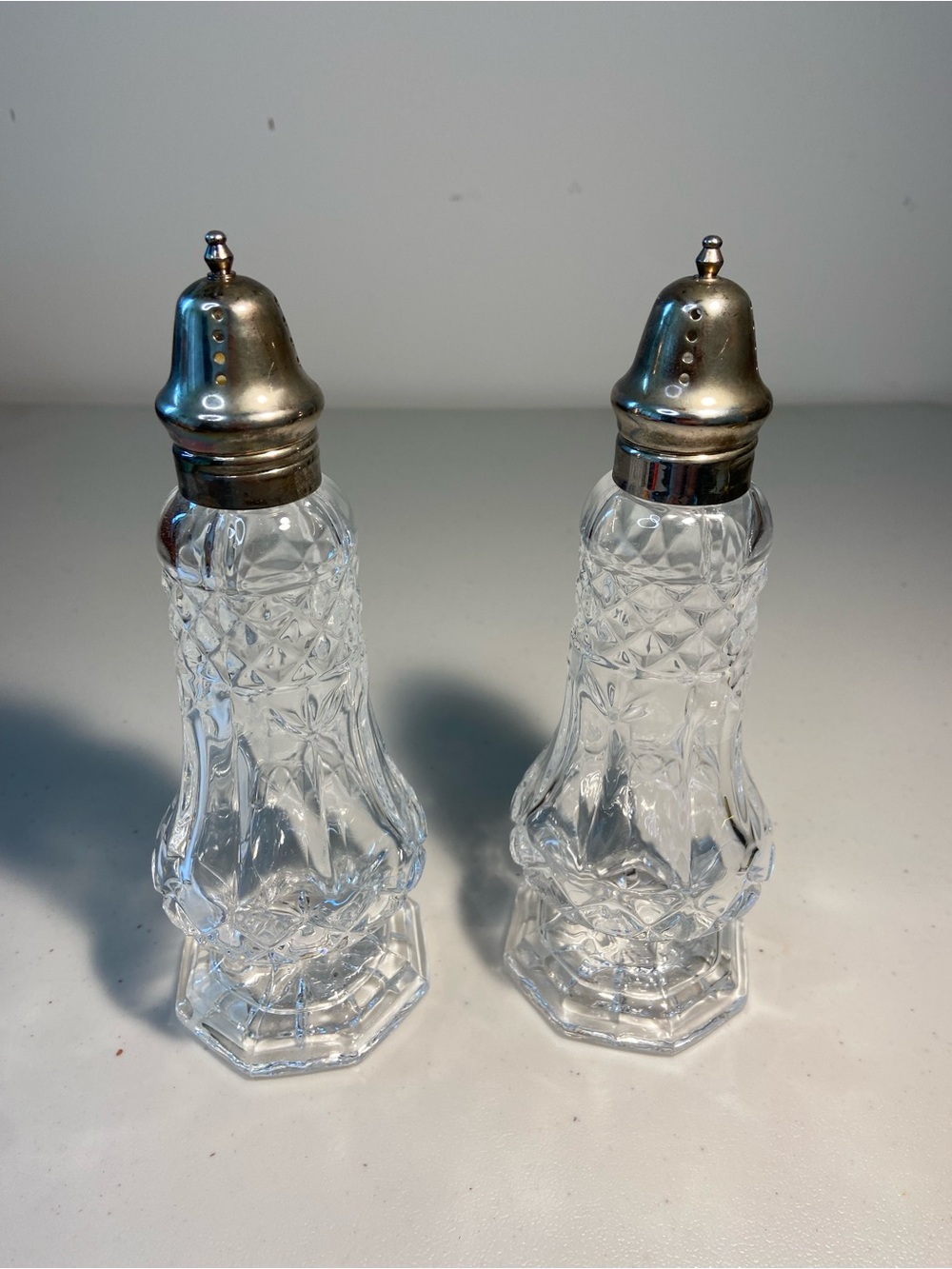 Vintage Godinger Shannon 24% Crystal  Cut-Glass Salt and Pepper Shakers